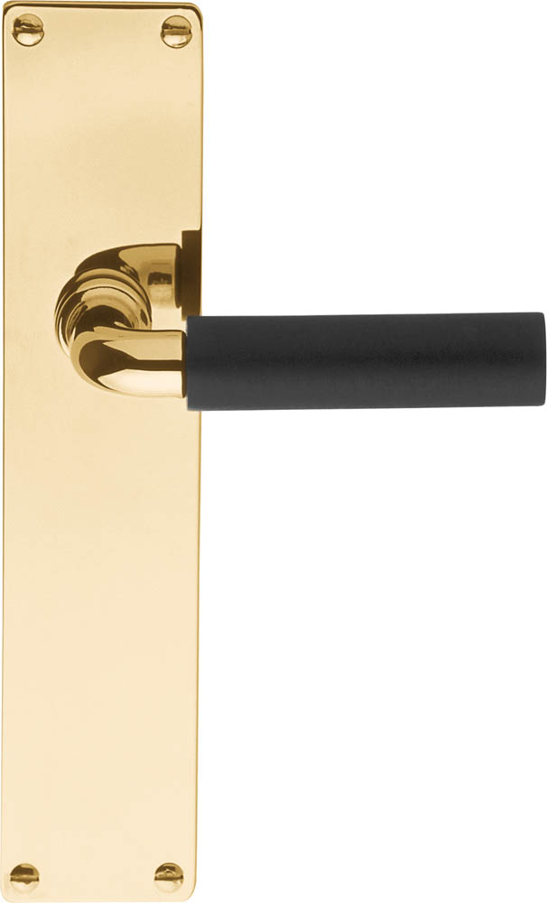 1923MPSFC - unsprung lever handle on blank plate brass unlacquered/ebony wood