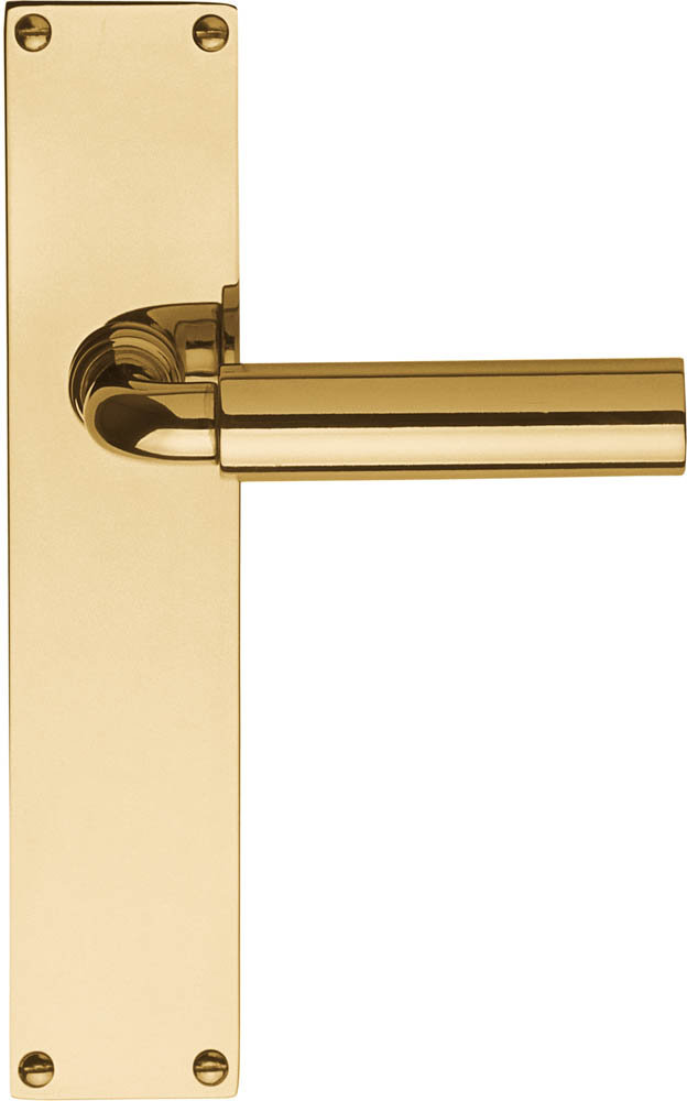 1923MPSFC - unsprung lever handle on blank plate brass unlacquered