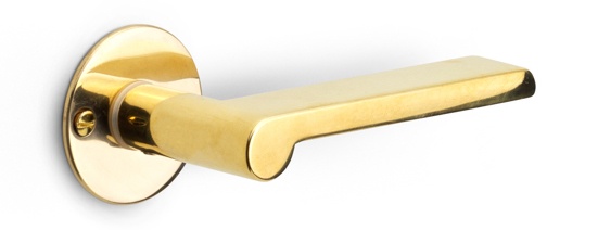 1927MRR50 - unsprung lever handle on rose brass unlacquered