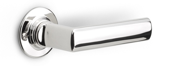 1929GRR50 - sprung lever handle on rose bright nickel
