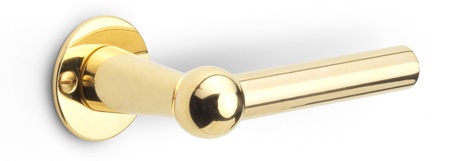 1910LMRR38 - unsprung lever handle on rose brass unlacquered