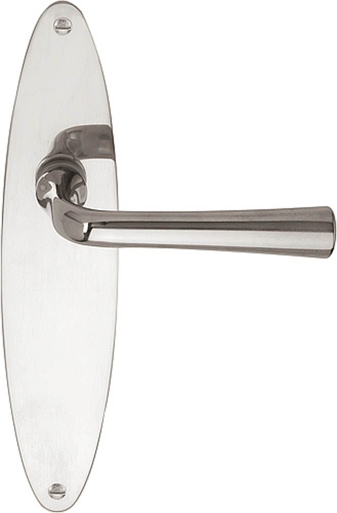 1948MPOSFC - unsprung lever handle on oval blank plate bright nickel