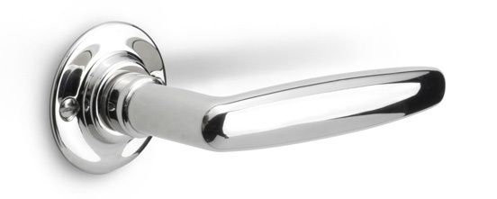 1938GRR50 - sprung lever handle on rose bright nickel