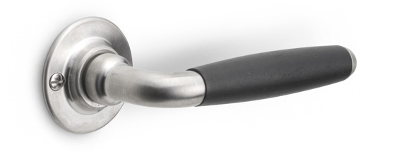 1932XLGRR50 - sprung lever handle on rose satin nickel/ebony wood