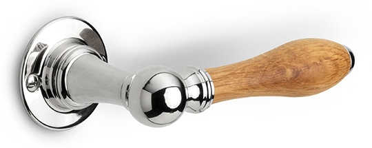1815GRR50 - solid sprung door handle on round rose satin black/ ebony wood