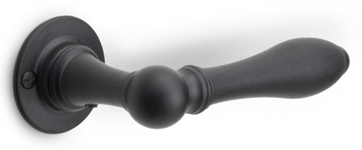 1815GRR50 - sprung lever handle on rose satin black/ebony wood