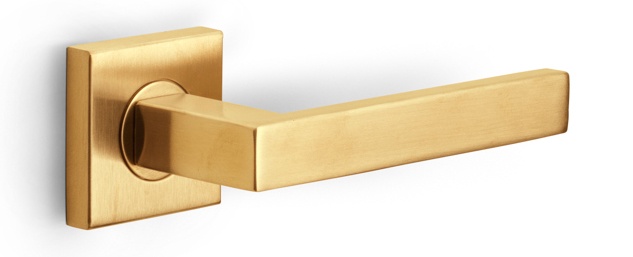 BSQ2 - sprung lever handle on rose PVD satin gold