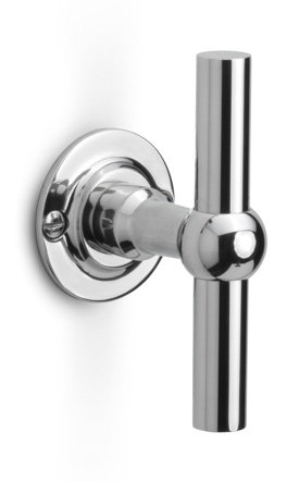 FVT100/48 - solid unsprung door handle on rose  satin stainless steel