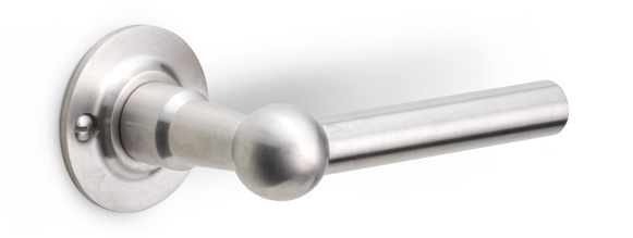 FVL110/52 - solid unsprung door handle on rose  satin stainless steel
