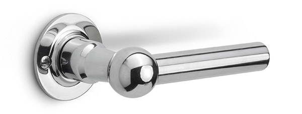FVL125/52 - solid unsprung door handle on rose  satin stainless steel
