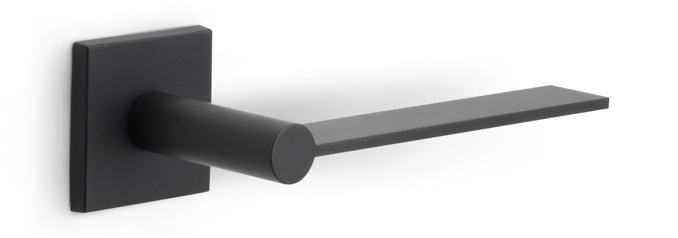 EGQ50 - solid unsprung door handle on square rose  satin stainless steel