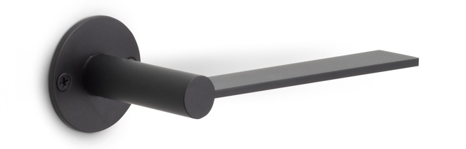 EGR50 - solid unsprung door handle on round rose  satin stainless steel