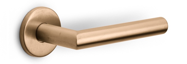 LB2-19 - sprung lever handle on rose EN1906 class 3 PVD light bronze