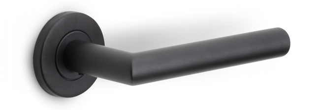 LB2L-19 - sprung lever handle on rose EN1906 class 3 satin black