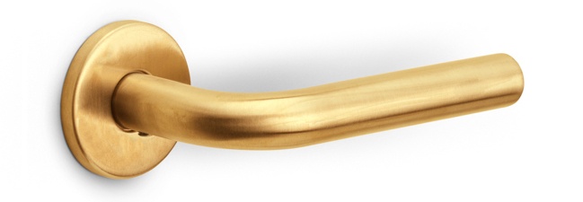 LB3-19 - sprung lever handle on rose EN1906 class 3 PVD satin gold