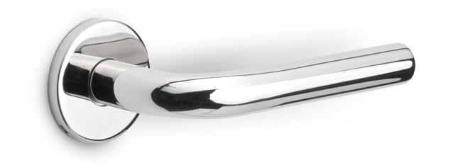 LB3-19 - sprung lever handle on rose EN1906 class 3 polished stainless steel