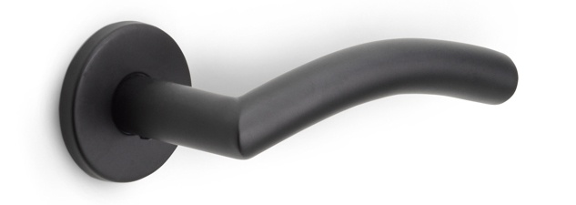 LB4-19 - sprung lever handle on rose EN1906 class 3 satin black