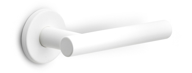 LB7-19 - sprung lever handle on rose EN1906 class 3 white