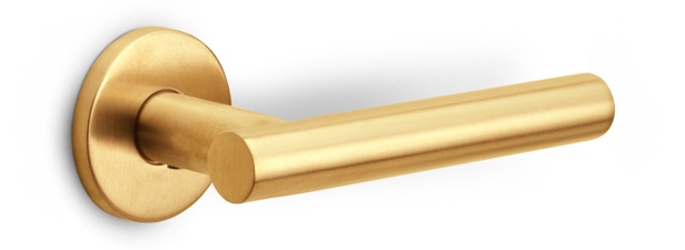 LB7-19 - sprung lever handle on rose EN1906 class 3 PVD satin gold