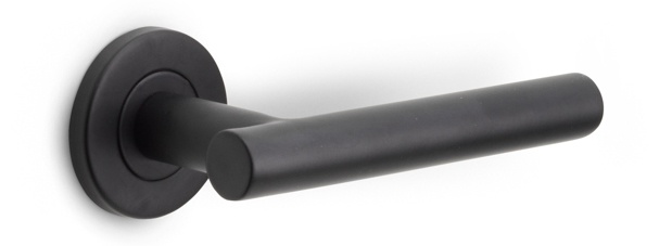 LB7L-19 - sprung lever handle on rose EN1906 class 3 satin black