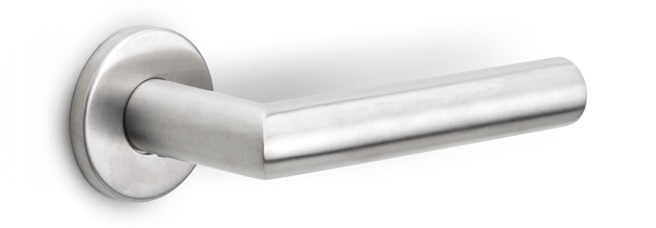 LB2-22 - sprung lever handle on rose EN1906 class 3 satin stainless steel