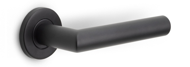 LB2L-22 - sprung lever handle on rose EN1906 class 3 satin black