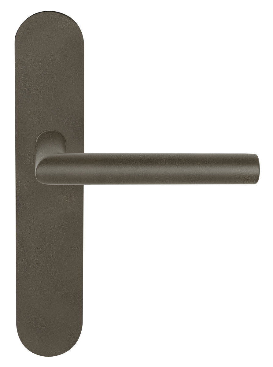 LB2-19P13SFC - sprung lever handle on blank plate bronze