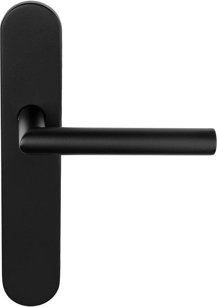 LB2-19P13SFC - sprung lever handle on blank plate satin black