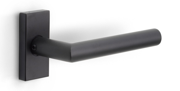 LB2-19Q32 - sprung lever handle on rose satin black