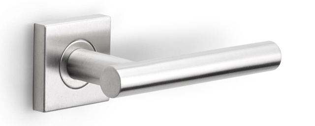 LB719P14SFC - sprung door handle on rectangular blind plate
