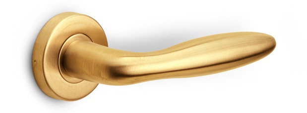 LB18 - solid sprung door handle on rose  satin stainless steel