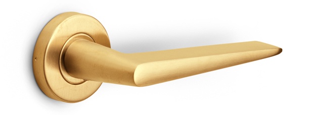 LB21H - sprung door handle on rose PVD light bronze