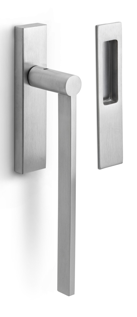 EG230Y - lift-up sliding door handle with profile cylinder hole Y69 satin stainless steel