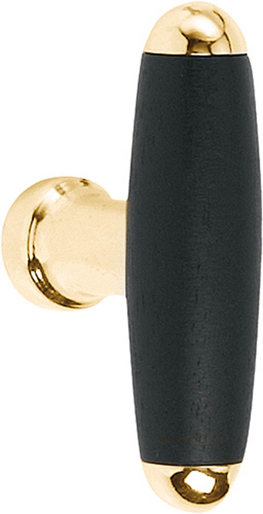 1932M - cabinet knob brass unlacquered/ebony wood