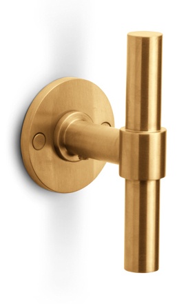 PBT15/50 - solid double sprung door handle on rose PVD champagne