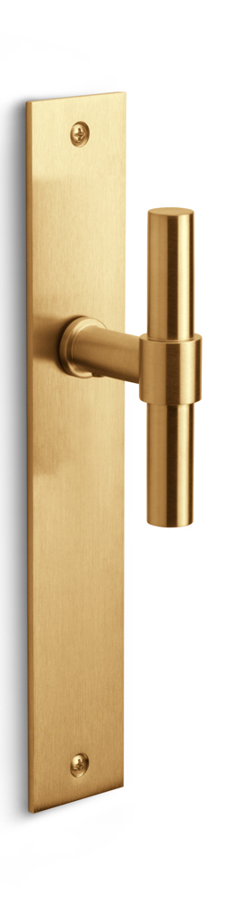 PBT15P236SFC - unsprung lever handle on blank plate PVD satin gold