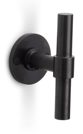 PBT15/50 - solid double sprung door handle on rose PVD champagne