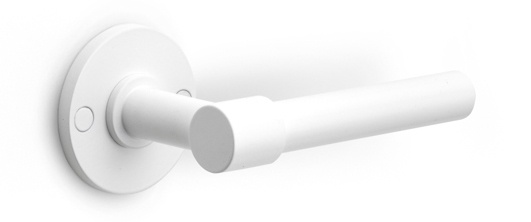 PBL15/50 - solid double sprung door handle on rose satin stainless steel