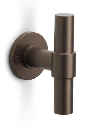 PBT20/50 - solid double sprung door handle on rose PVD champagne