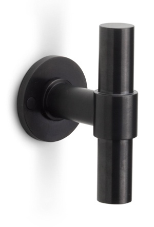 PBT20/50 - solid double sprung door handle on rose PVD champagne