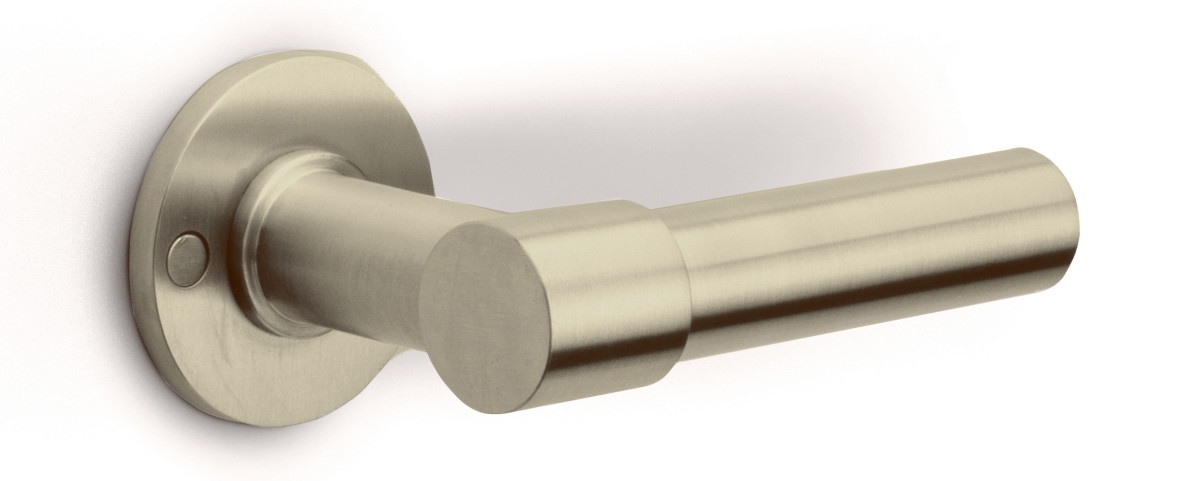PBL20/50 - solid double sprung door handle on rose PVD champagne