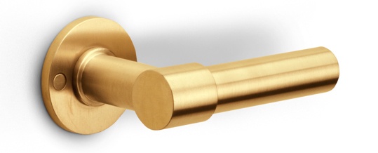 PBL20/50 - solid double sprung door handle on rose PVD champagne