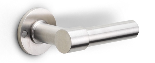 PBL20/50 - solid double sprung door handle on rose PVD champagne