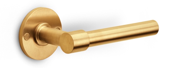 PBL15XL/50 - solid double sprung door handle on rose  satin stainless steel