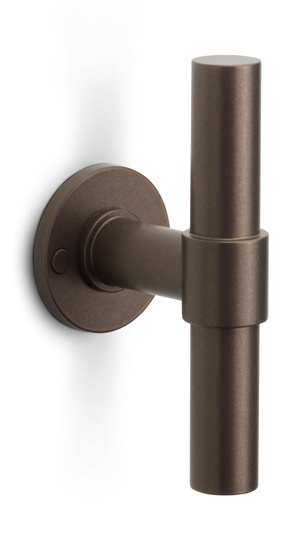 PBT20XL/50 - solid double sprung door handle on rose  satin stainless steel
