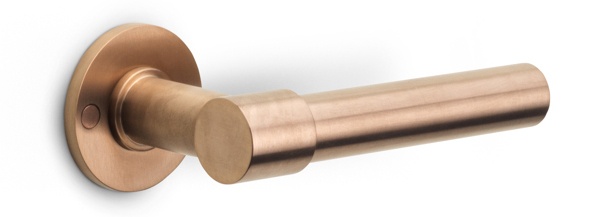 PBL20XL/50 - solid double sprung door handle on rose PVD champagne