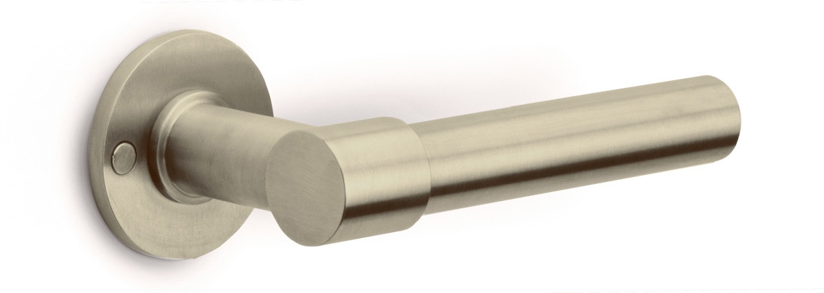 PBL20XL/50 - solid double sprung door handle on rose PVD champagne