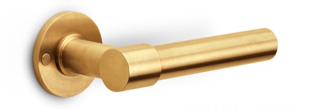 PBL20XL/50 - solid double sprung door handle on rose PVD champagne