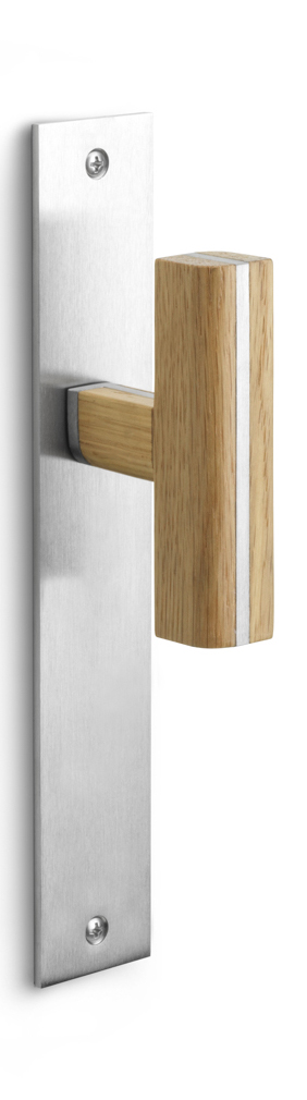 PBT22P236SFC - unsprung lever handle on blank plate satin stainless steel/oak wood
