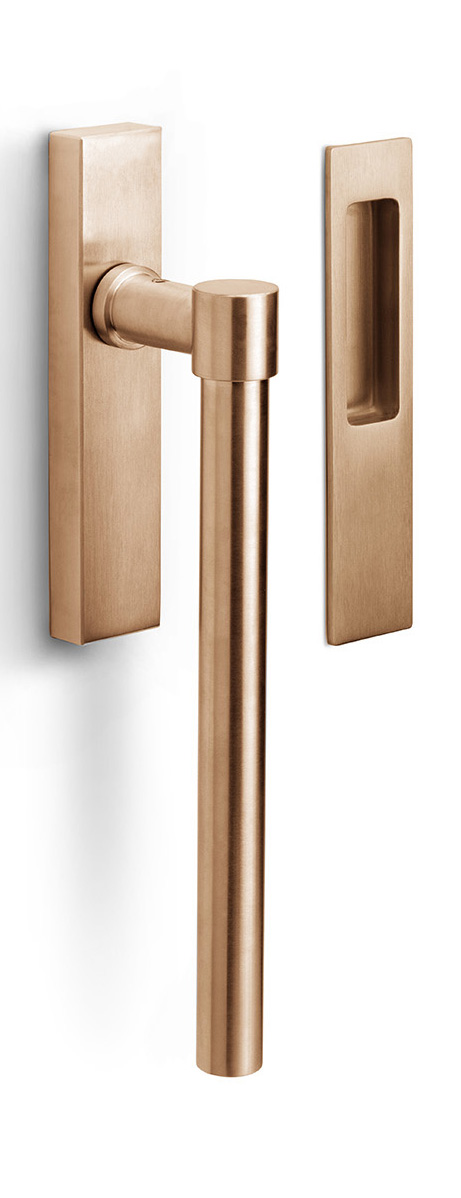 PB230Y - lift-up sliding door handle profile cylinder hole Y69 PVD light bronze